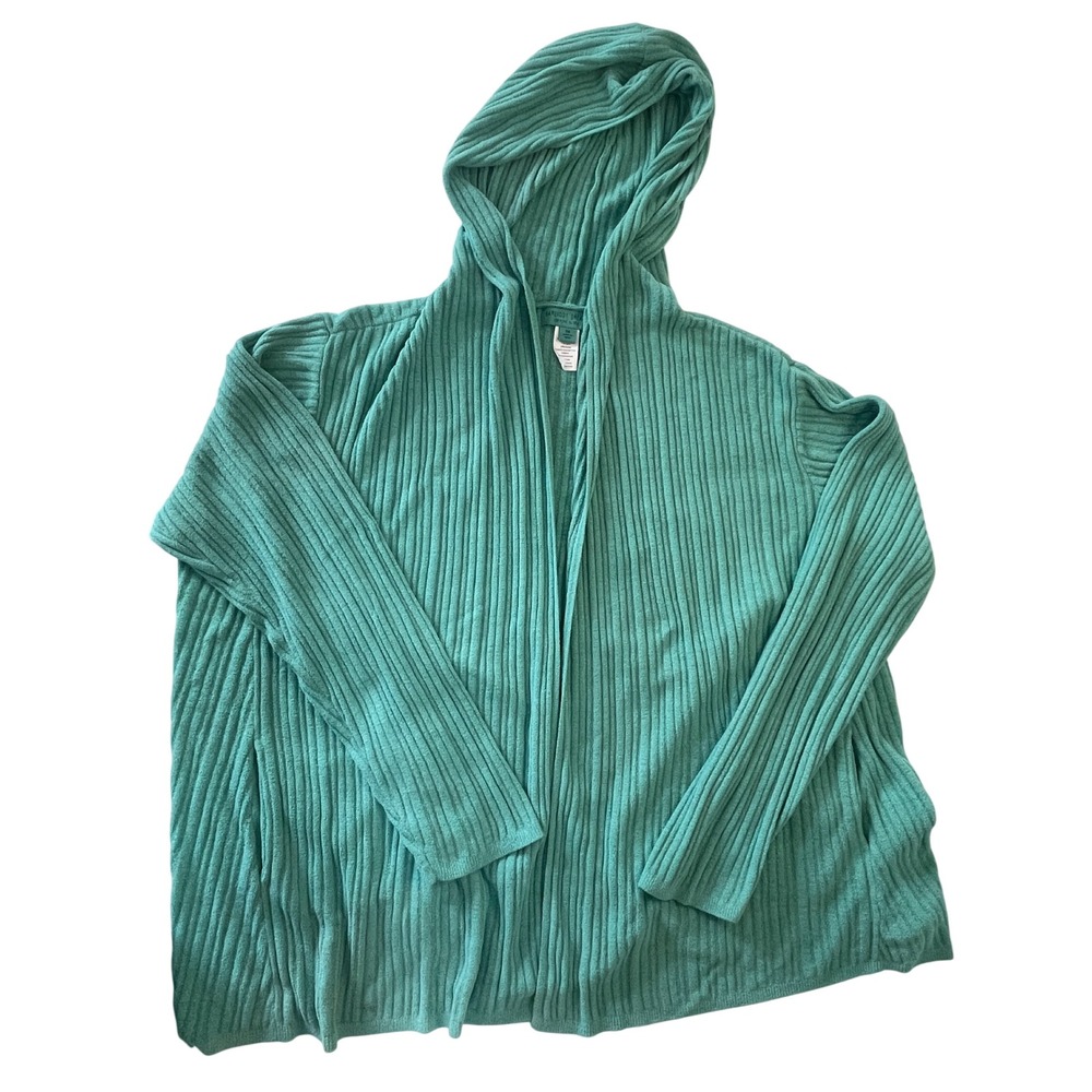 Barefoot Dreams‎ CozyChic Ultra Lite Ribbed Hooded Cardigan Green 3X READ
